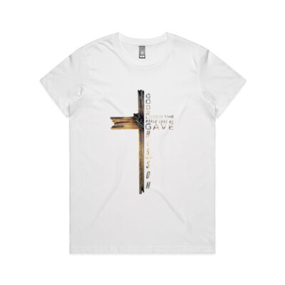 Faith Collection - Cross with 1 John 3,16  - AS Colour - Women's Maple Crew Tee Thumbnail